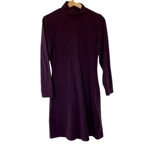 Lands' End women's purple long turtleneck midi dress women's size 6-8 comfort